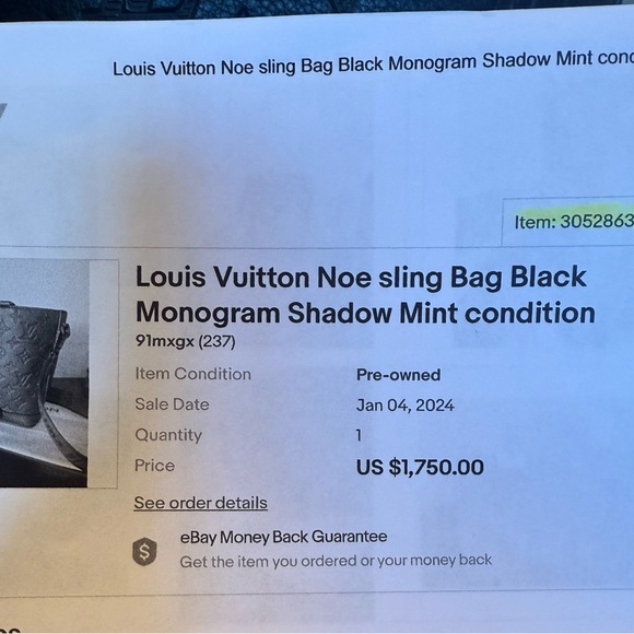 Authentic Louis Vuitton Noe Sling Bag Black - Picture 11 of 13